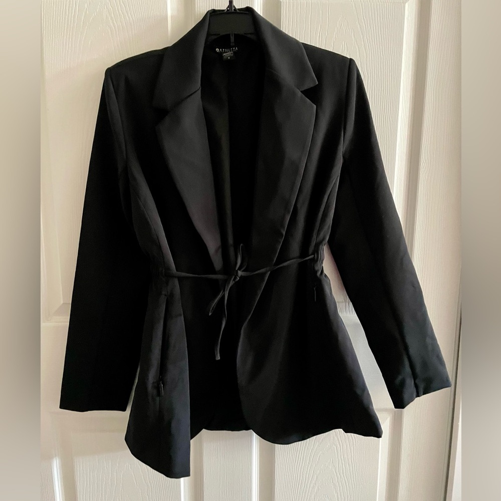 Athleta Endless Blazer Primatwill Open Front with Waist Tie Black Size 0 NWOT - Picture 10 of 13